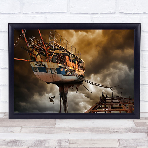 Nimfa Boat Bird Ship Flight Flying Fly Freedom Wall Art Print