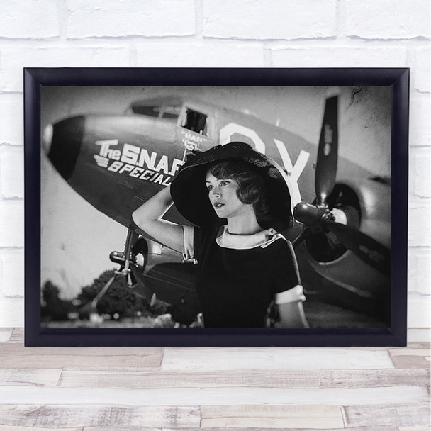 Spirit Of Adventure Girl Old Style Actress Plane Bordeaux 50S Vintage Art Print