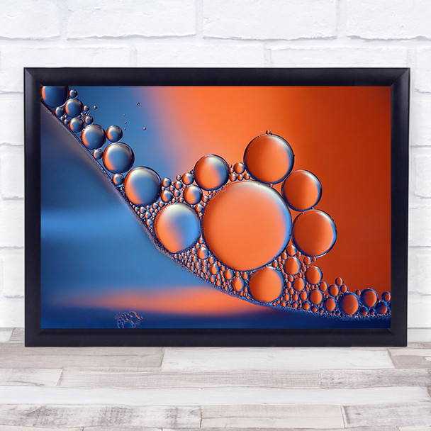 Midnight Blue Neon And Orange Abstract Bubbles Oil Drop Droplets Water Art Print
