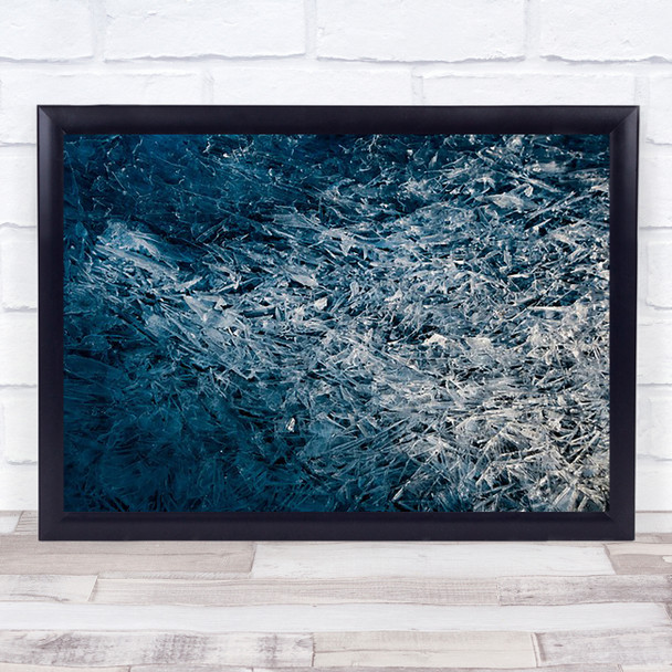 Y Blue Ice Shards Abstract Shard Cracked Pattern Frozen Frost Wall Art Print