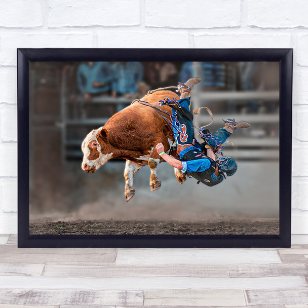 Bull Riding Action Rider Ride Gravity Wall Art Print
