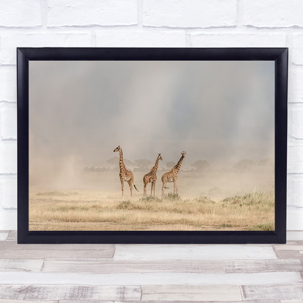 Dust Devils Nature Animal Wildlife Giraffe Savannah Africa Wall Art Print