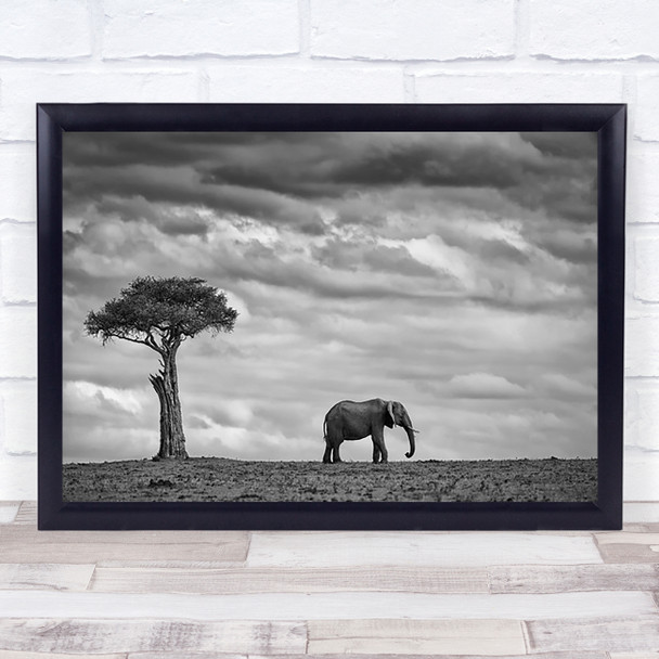 Elephant Nature Animal Wildlife Africa Big Cloudy Kenya Wall Art Print