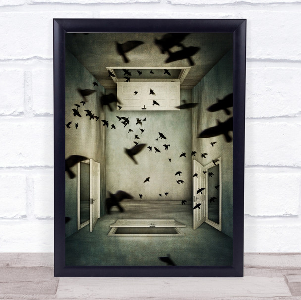 Opportunities Doors Birds Raven Surreal Wall Art Print