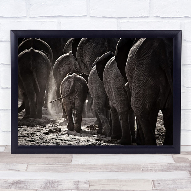 Walking Home Elephant Africa Walk Wildlife Baby Cute Animals Herd Tail Art Print