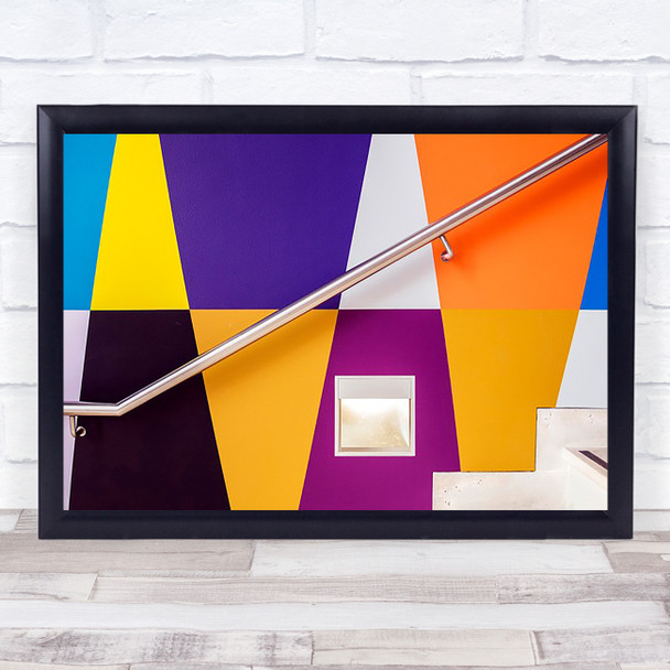 stairs Abstract Colourful Staircase Handrail Geometry Shapes Wall Art Print