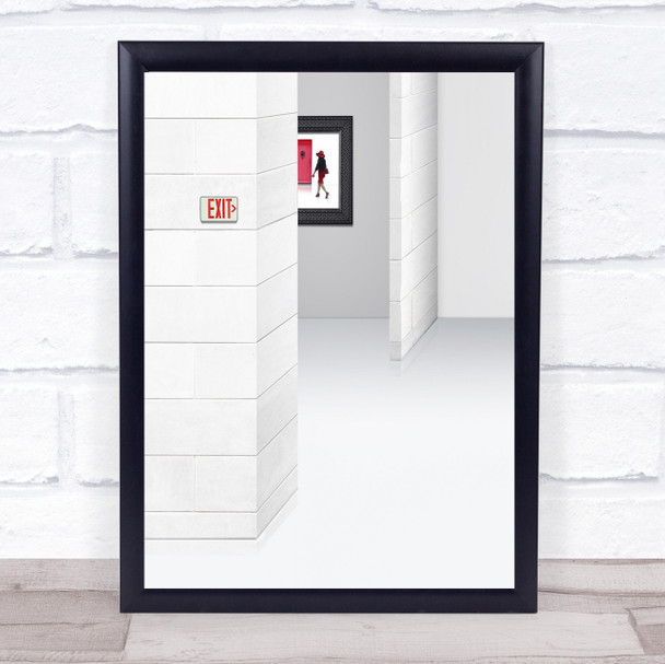 The Way Out Exit Door Woman Red Abstract Leaving Gallery Wall Art Print