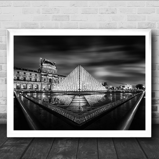 What If It's True Night Architecture Pyramid Glass France Paris Wall Art Print