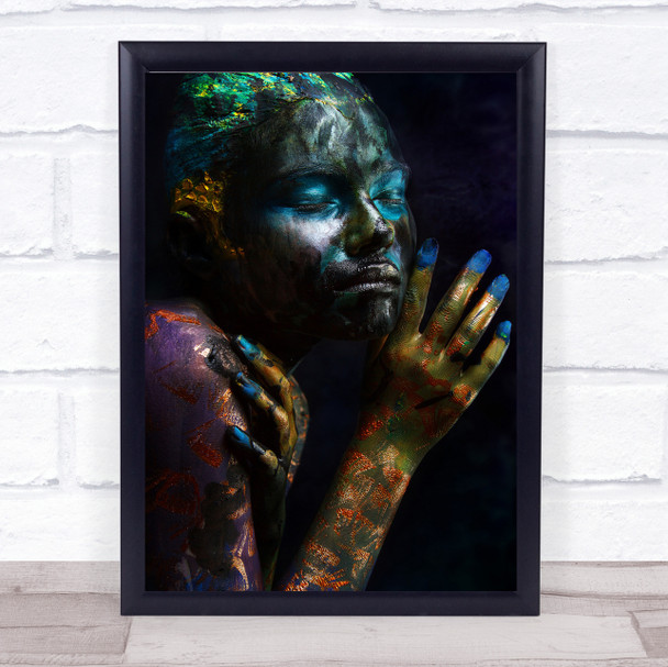 Face People Woman Female Closed Eyes Metal Wall Art Print