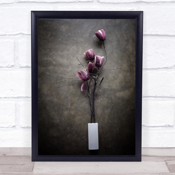 The Purple Tulip Flower Flowers Vase Tulips Crack Wall Art Print