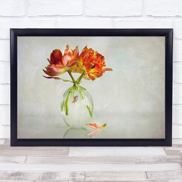 Tulip Goldfish Fish Aquarium Petal Petals Vase Water Animal Wall Art Print