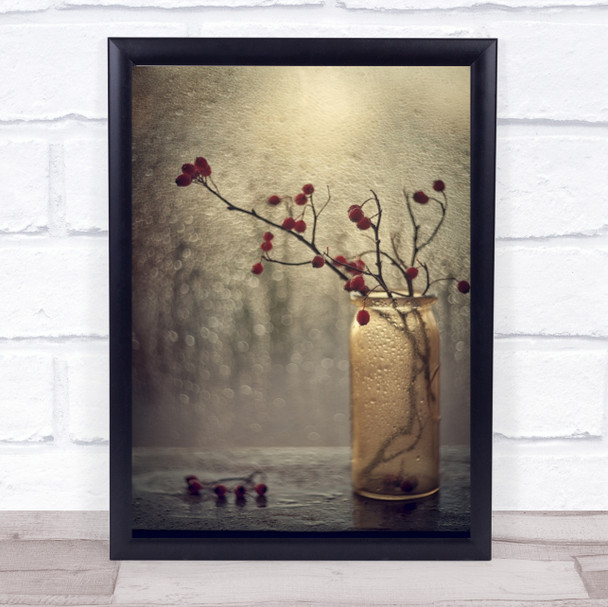 Wet Drops Droplets Raining Bokeh Vase Wall Art Print