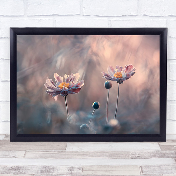 With Love Flower Flowers Duo Couple Pair Pink L Garden Wall Art Print