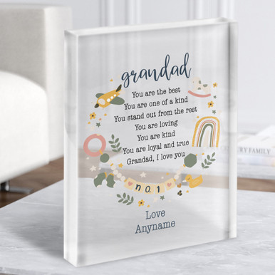 Dad Gift, Personalised Thank You Dad Gifts, Fathers Day Gift for Grandad,  Grandad Grandpa Gramps Gifts, Dad Poem Clear Blocks With Grey Bag -   Norway