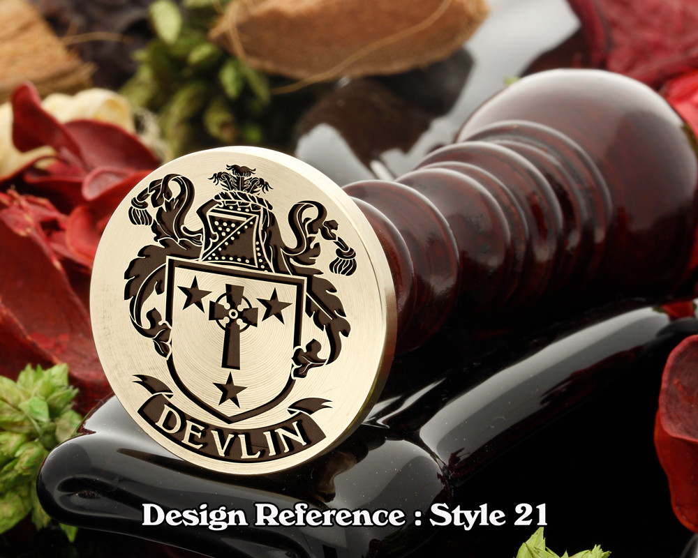Devlin Family Crest Wax Seal Stamp - Custom Wax N Seals