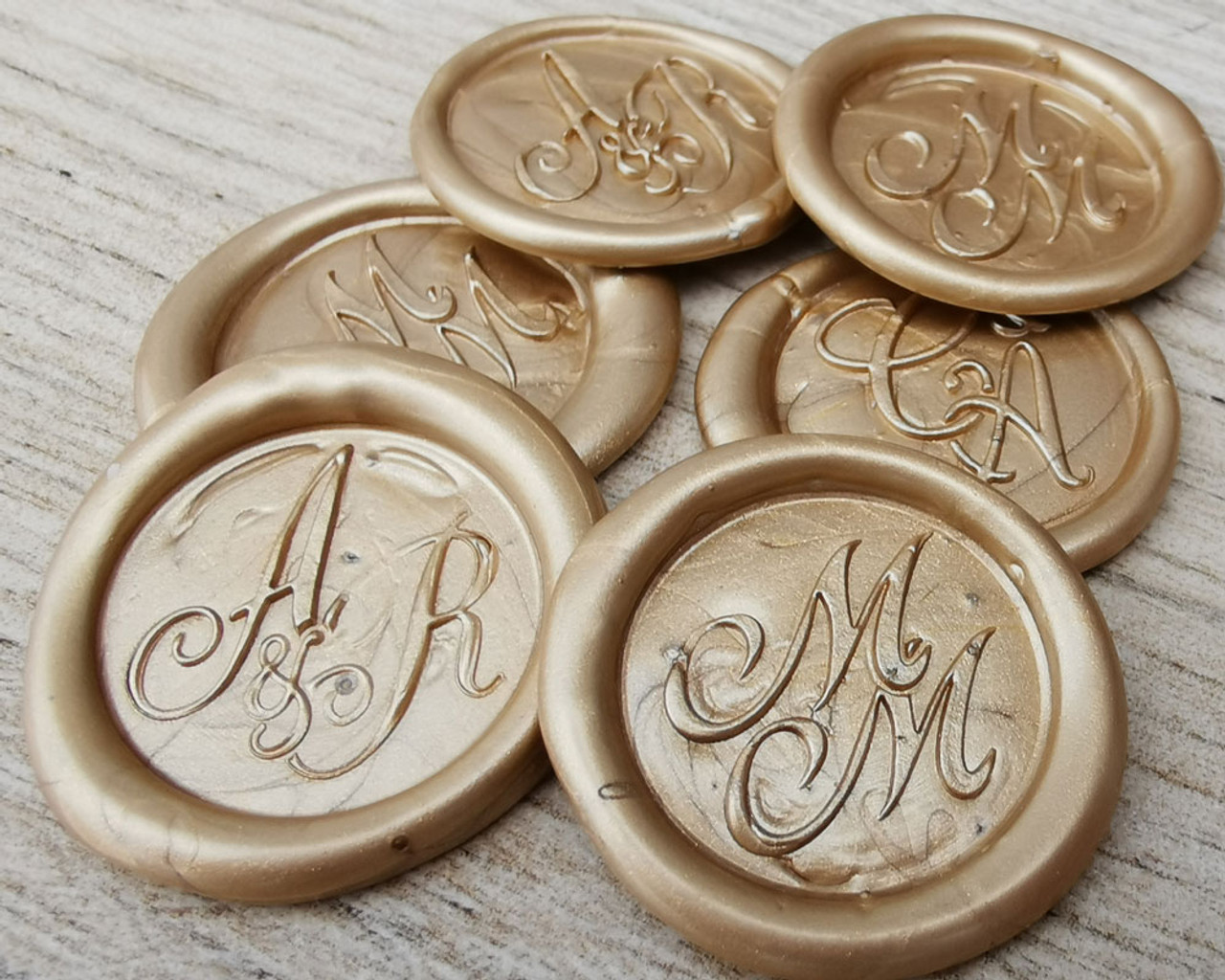 Adhesive Initial Wax Seal Stickers 25PK - 1 1/4 Gold