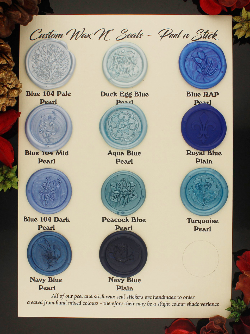 Art Deco Poppy Peel and Stick Wax Seal Stickers