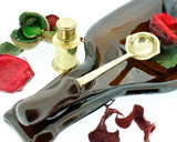 Wax Melting Spoon ( 14cm long ~ weight 34g - volume approx 2.5ml ) solid rosewood handle and solid brass spoon.  Alcohol / Spirit burner, brass with wick - with a reverse thread action for wick and liquid included in the box set.