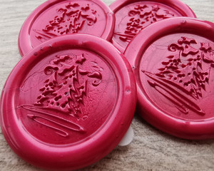 Three Christmas Tree Self Adhesive wax seal stickers - pearl red Three Christmas Tree Self Adhesive wax seal stickers - pearl red