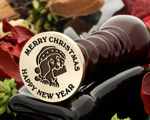 Christmas letter puppy wax seal, reversed for engraving Christmas letter puppy wax seal, reversed for engraving