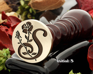 Rose Initial S Wax Seal Design - Engraved to Order Rose Initial S Wax Seal Design - Engraved to Order
