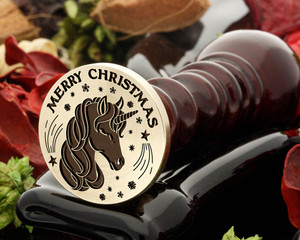 Merry Christmas Unicorn Wax Seal from 25mm Merry Christmas Unicorn Wax Seal from 25mm