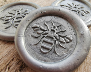 Manchester Bee Peel and Stick Wax Seals Silver