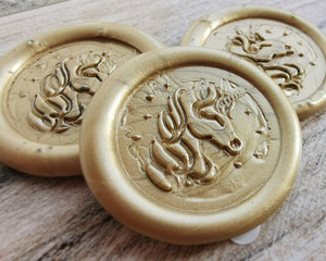 Wedding unicorn wax seal stickers - 9ct Gold Wedding unicorn wax seal stickers - 9ct Gold