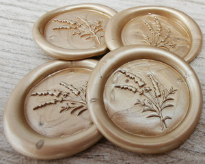 Lavender Wax Seal Stickers - Pale Pearl Gold