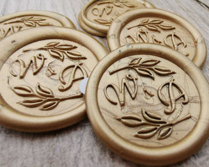 Monogram foliage design wax seal stickers Monogram foliage design wax seal stickers