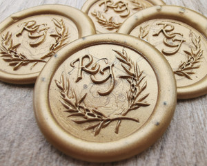 Monogram Wreath design wax seal stickers Monogram Wreath design wax seal stickers