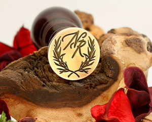 Initials "NR" in Leaves Sale Monogram Wax Seal Initials "NR" in Leaves Sale Monogram Wax Seal