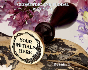 Geometric and Floral Monogram Wax Seal Stamp Design 1 Geometric and Floral Monogram Wax Seal Stamp Design 1
