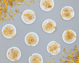 10x Marigold Petals in Semi Clear Wax Self Adhesive Wax Seal 10x Marigold Petals in Semi Clear Wax Self Adhesive Wax Seal