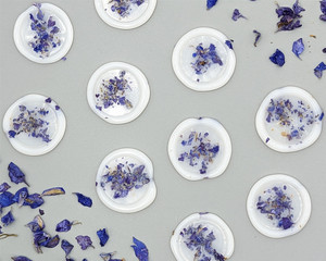 10x Purple Delphinium Petals in Semi Clear Wax Self Adhesive Wax Seal 10x Purple Delphinium Petals in Semi Clear Wax Self Adhesive Wax Seal