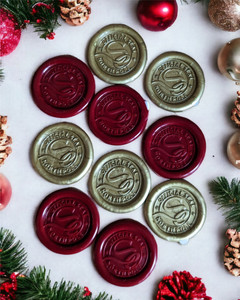 Santa Official Seal North Pole Monogram D1 Wax Seal Stickers Traditional Red and Antique Gold - Pack of 10 Santa Official Seal North Pole Monogram D1 Wax Seal Stickers Traditional Red and Antique Gold - Pack of 10