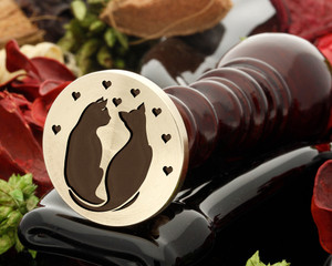 Cats in love wax seal stamp