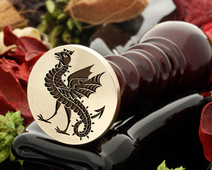 cockatrice wax seal, reversed for engraving cockatrice wax seal, reversed for engraving