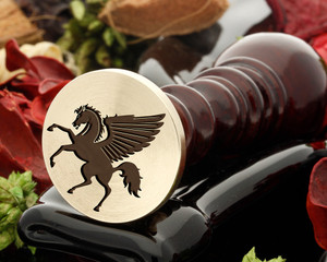 Pegasus design 3 wax seal, reversed for engraving Pegasus design 3 wax seal, reversed for engraving