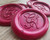 Bespoke Monogram Self Adhesive Wax Seal Stickers  Pearl Ruby Red