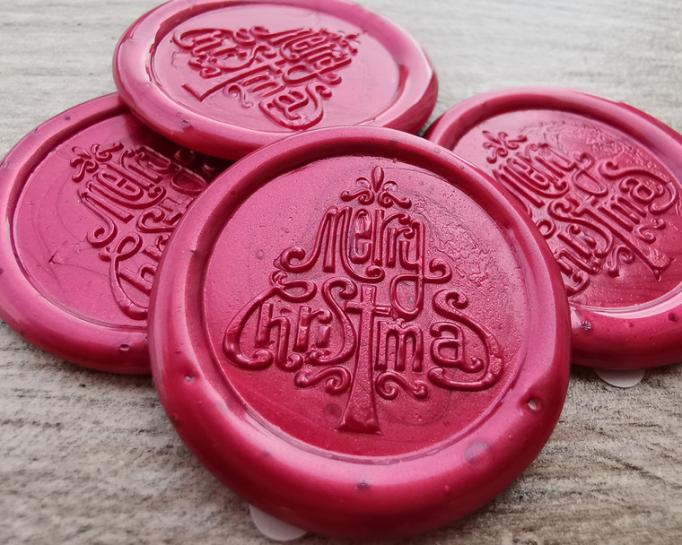 Merry Christmas Self Adhesive Wax Seal Stickers Pearl Red