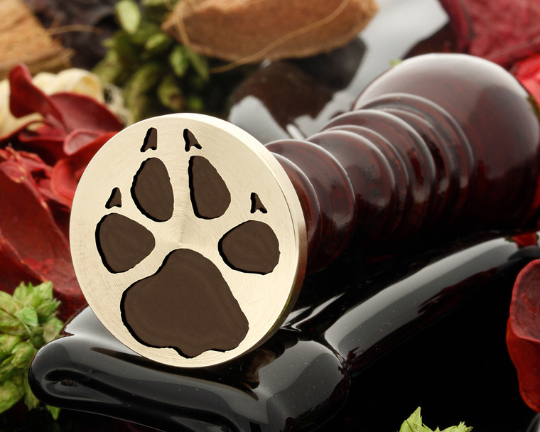 Wolf paw wax seal reversed for engraving