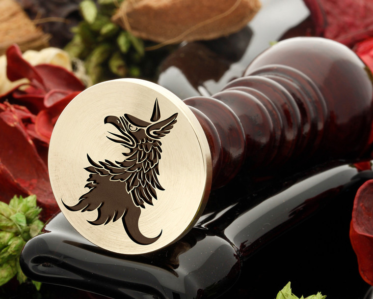 Griffin wax seal, reversed for engraving.  From 25mm size only if adding text