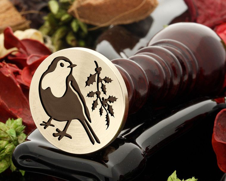 Robin and holly design wax seal