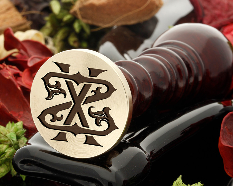 【イギリス　ハンドメイド】ヴィンテージスタンプ XZ ZX Victorian Monogram Wax Seal Stamp - Custom Wax N Seals