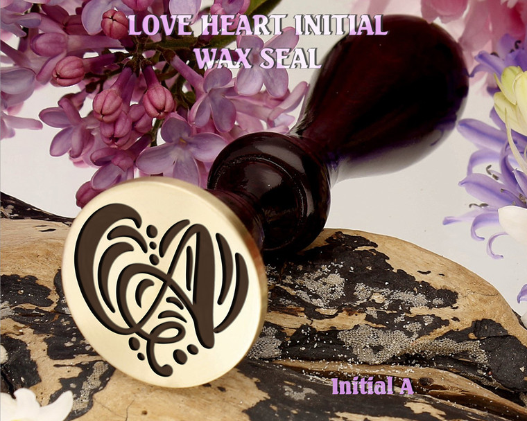 Love Heart Single Initial Wax Seal Stamp - A