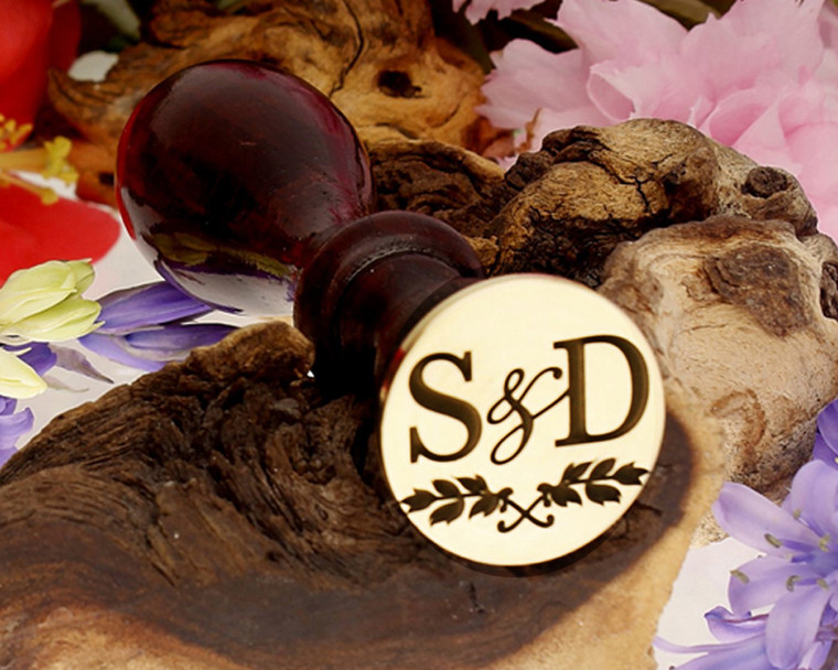 Monogram Initials "S&D" on Leaves Wax Seal