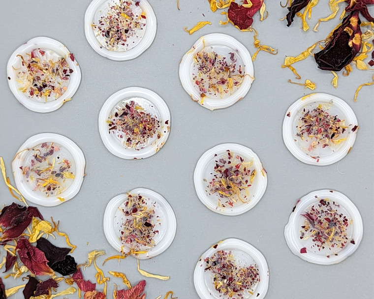 10x Rose and Marigold Petals in Semi Clear Wax Self Adhesive Wax Seal