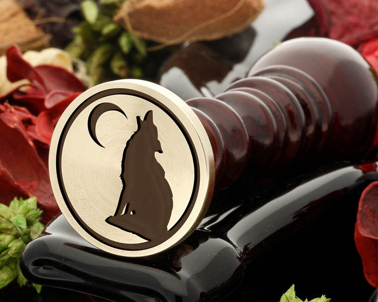 Howling wolf wax seal reversed for engraving