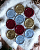 Christmas Self Adhesive Wax Seals in various designs and colours - Example pack